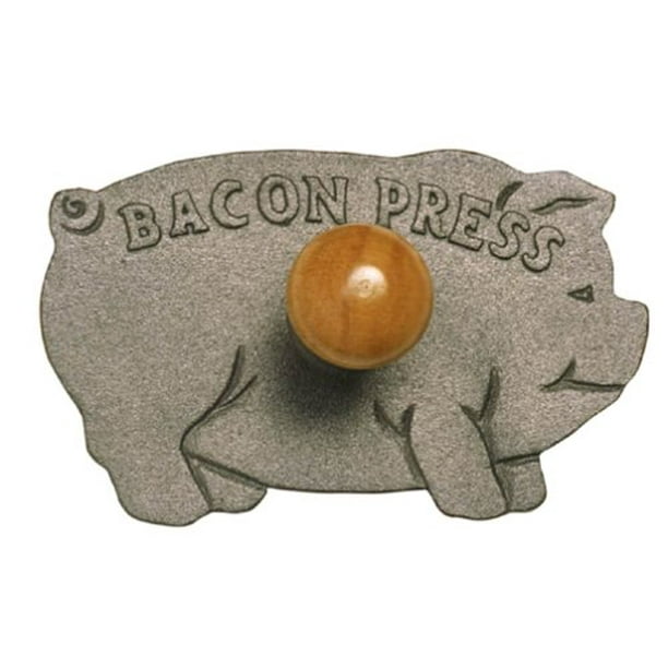 8.75 in. Norpro Cast-Iron Bacon Grill//Press with Hardwood Handle